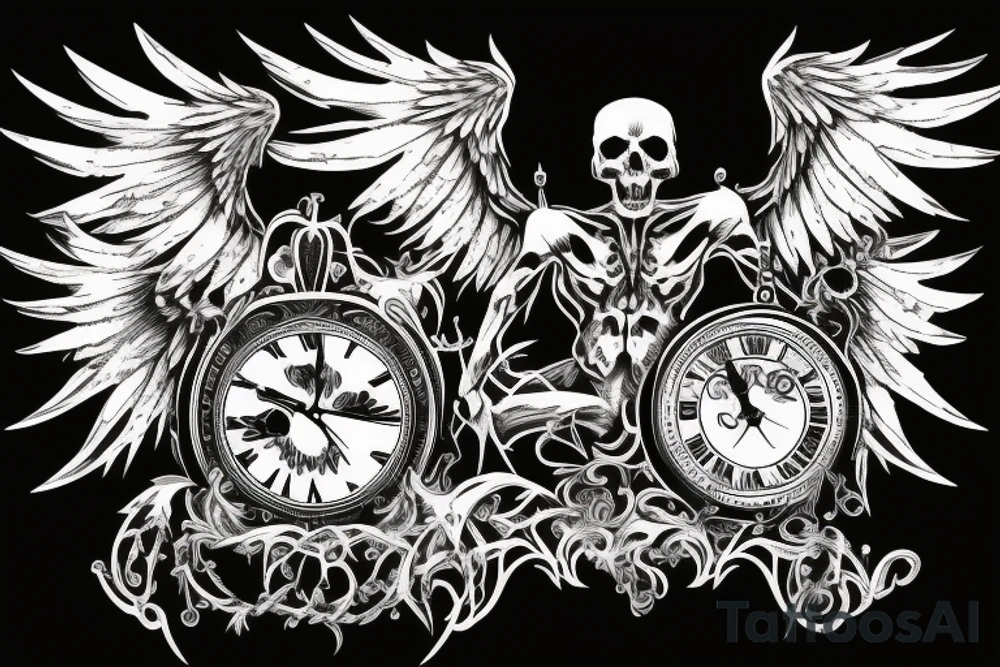 death angel holding a clock tattoo idea