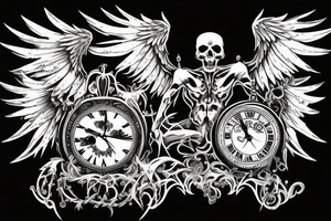 death angel holding a clock tattoo idea