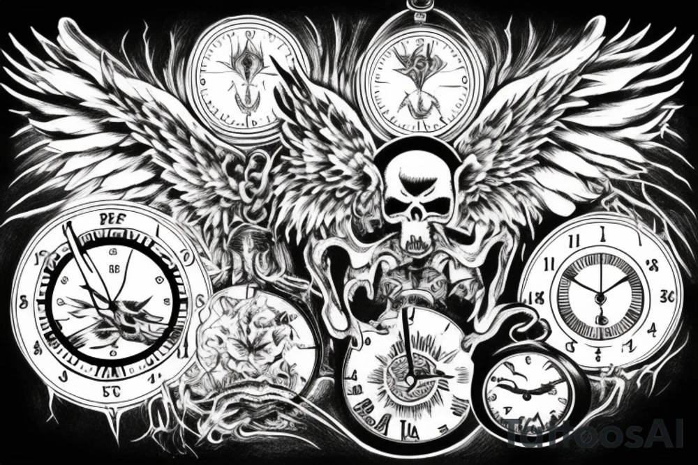 death angel holding a clock tattoo idea