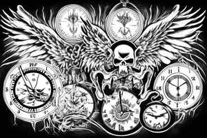 death angel holding a clock tattoo idea
