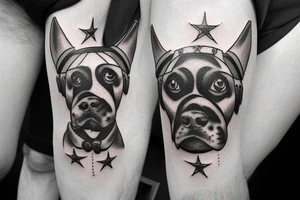 German boxer dog with rockets tattoo idea