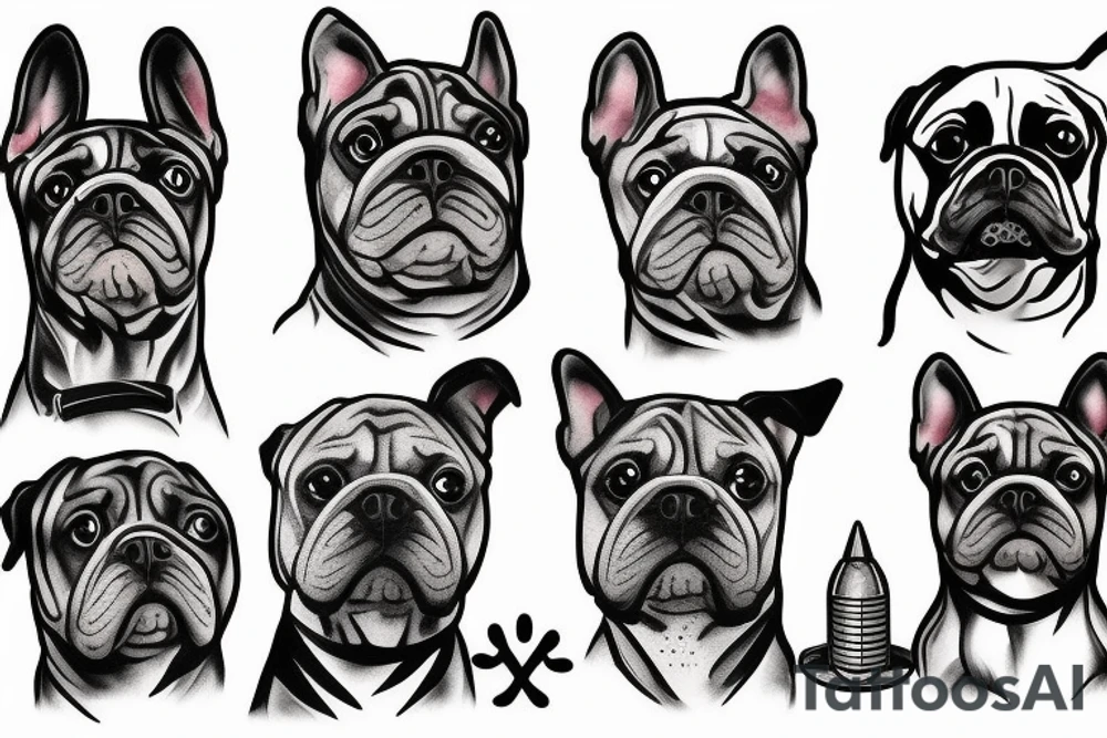 German boxer dog with rockets tattoo idea