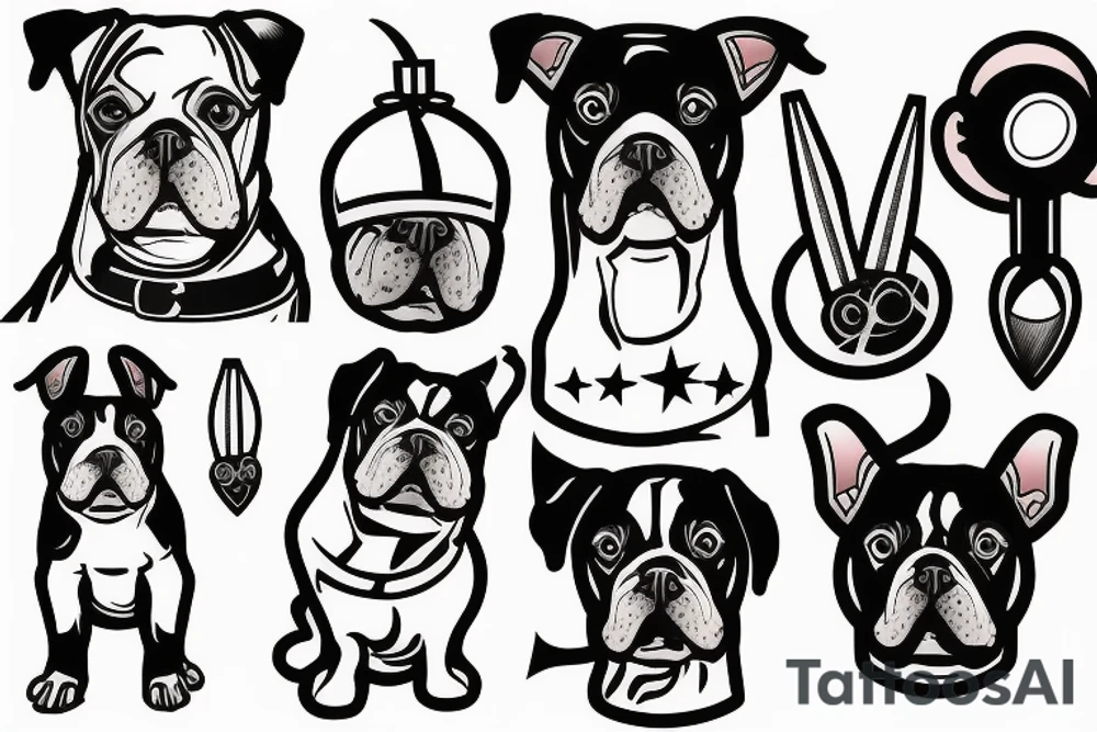 German boxer dog with rockets tattoo idea