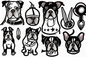 German boxer dog with rockets tattoo idea