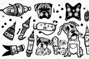 German boxer dog with rockets tattoo idea