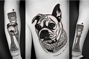 German boxer dog with rockets tattoo idea