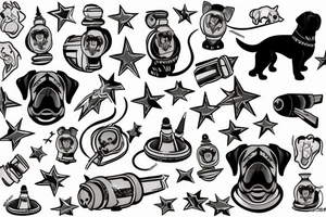 German boxer dog with rockets tattoo idea