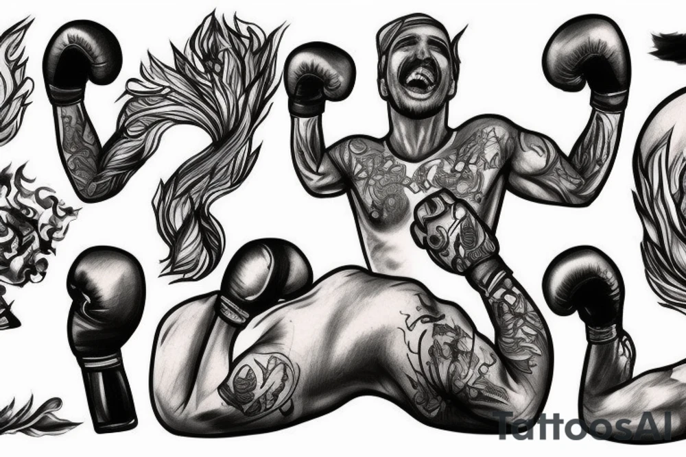 German boxer in fire tattoo idea