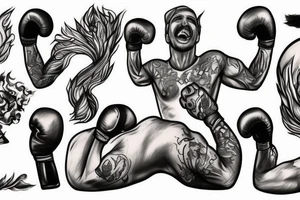 German boxer in fire tattoo idea