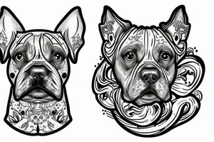 German boxer dog in fire tattoo idea