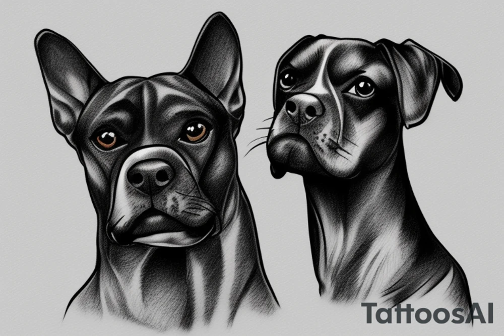 German boxer dog in fire tattoo idea