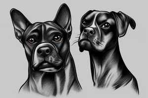 German boxer dog in fire tattoo idea