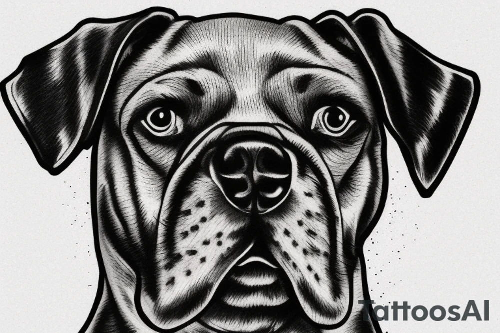 German boxer dog in fire tattoo idea