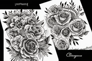Black traditional flowers tattoo idea