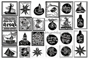 black and white traditional bid over ocean with message in a bottle tattoo idea