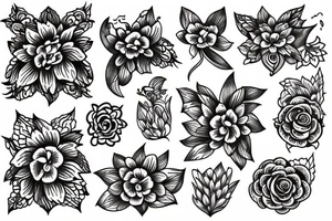 traditional flower with saying tattoo idea