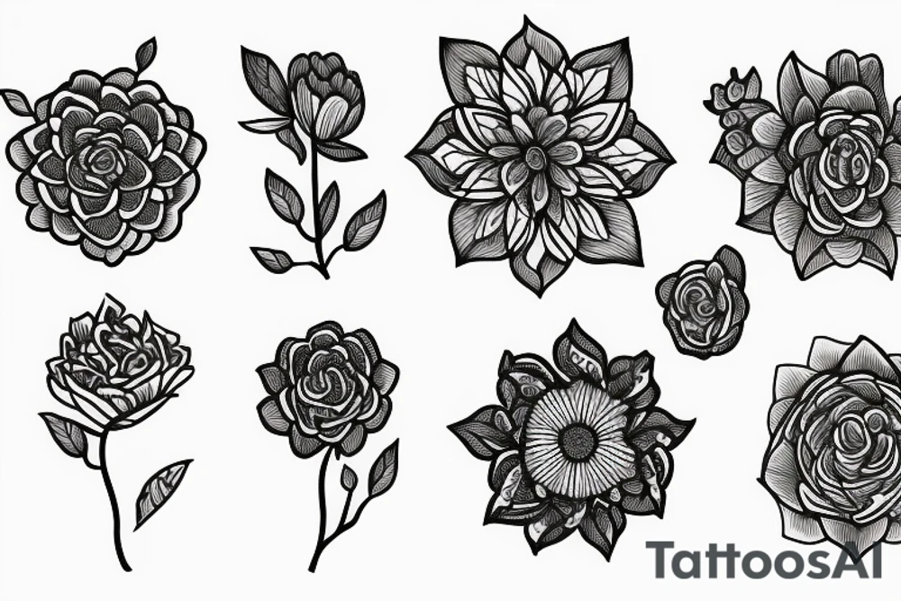 traditional flower with saying tattoo idea