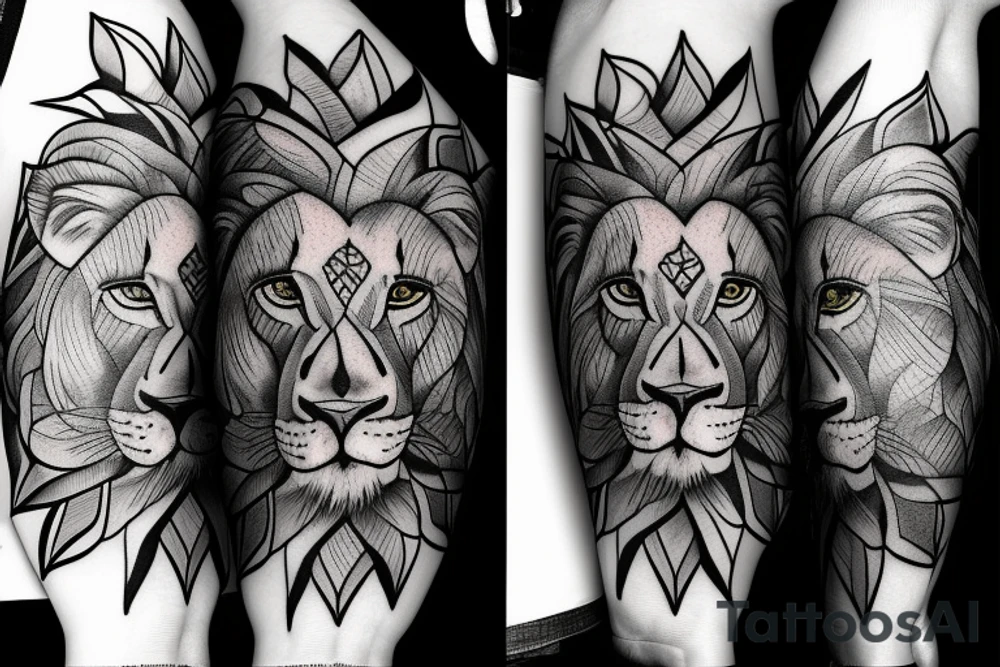 Lion and antilopa tattoo idea