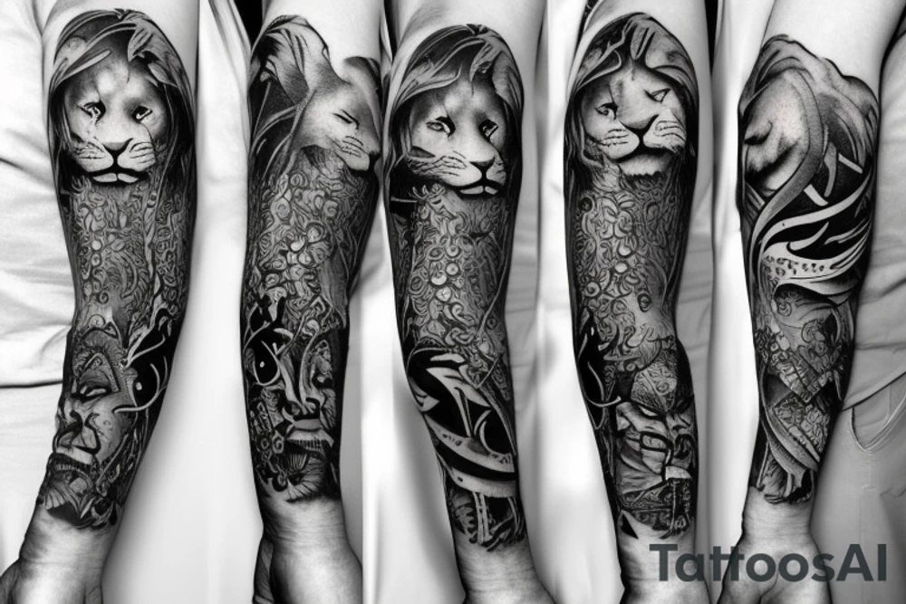 Lion and antilopa tattoo idea