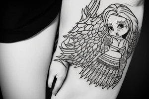 little angel with kalashnikov tattoo idea