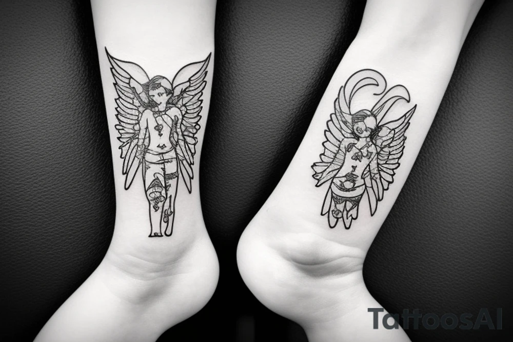 little angel with kalashnikov tattoo idea