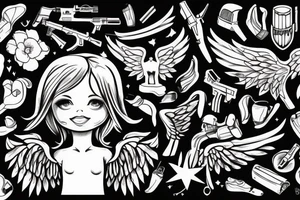 little angel with kalashnikov tattoo idea
