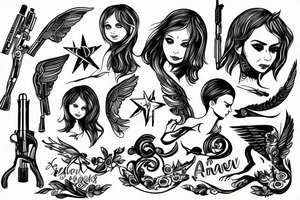 little angel with kalashnikov tattoo idea