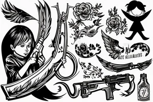 little angel with kalashnikov tattoo idea