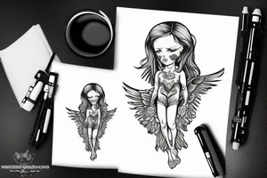 little angel with kalashnikov tattoo idea