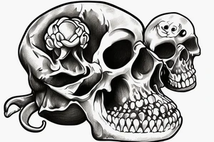 frog sitting on a human skull tattoo idea