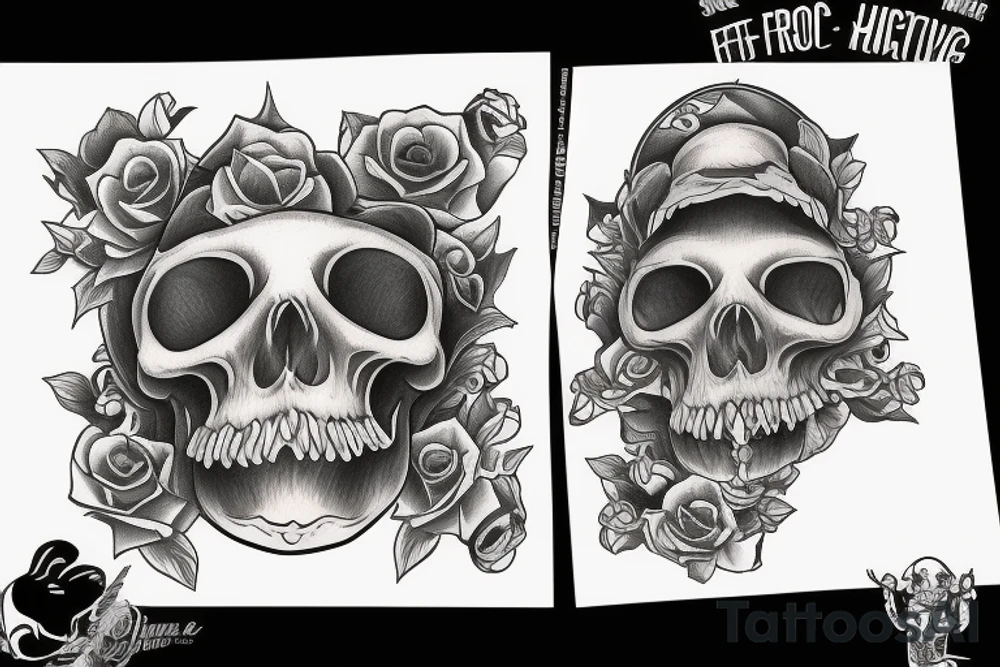 frog sitting on a human skull tattoo idea