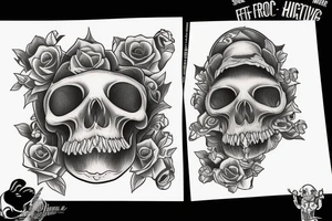 frog sitting on a human skull tattoo idea