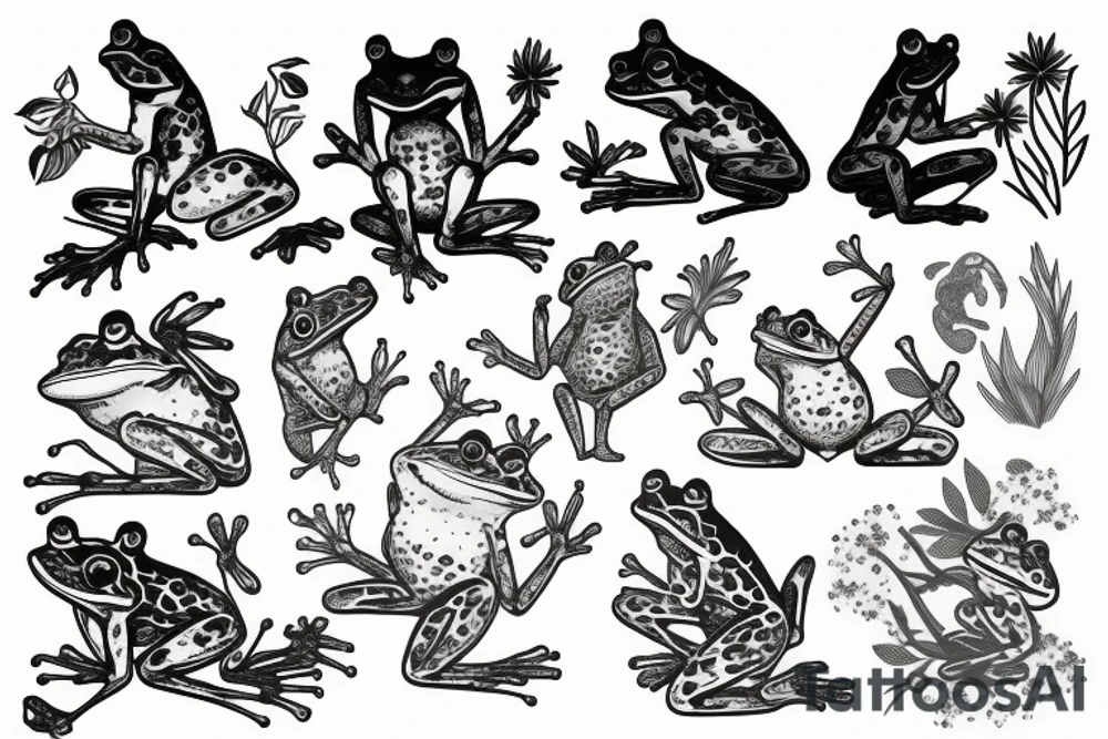 frog surrounded by plants tattoo idea