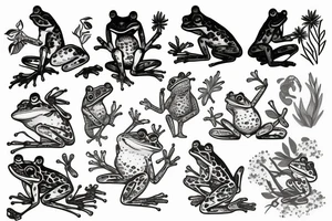 frog surrounded by plants tattoo idea
