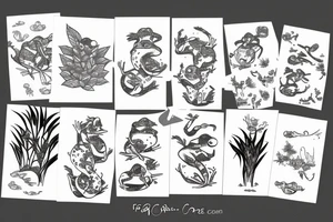 frog surrounded by plants tattoo idea