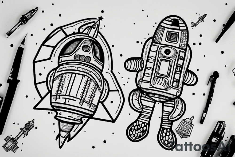Astronaut wearing a rocket on his back tattoo idea