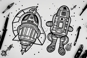 Astronaut wearing a rocket on his back tattoo idea