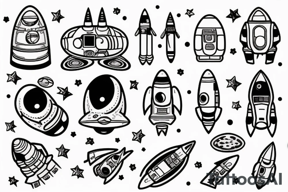 Astronaut wearing a rocket on his back tattoo idea
