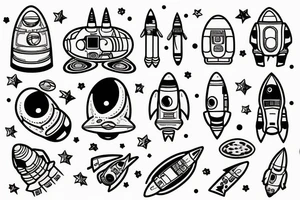 Astronaut wearing a rocket on his back tattoo idea