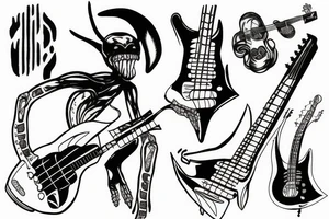 Alien with bass guitar tattoo idea