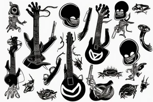 Alien with bass guitar tattoo idea