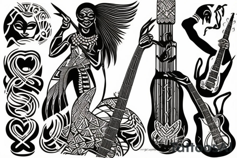 Coo african goddess playing the bass tattoo idea