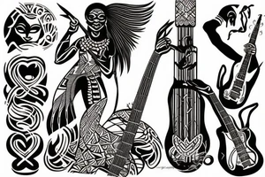 Coo african goddess playing the bass tattoo idea
