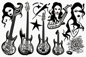 Cool goddess with the bass guitar tattoo idea