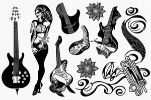 Cool goddess with the bass guitar tattoo idea