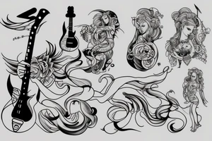 mythical goddess with the bass guitar tattoo idea