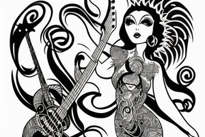 mythical goddess with the bass guitar tattoo idea