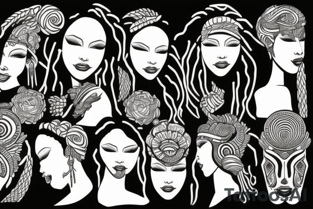 Goddess with locs tattoo idea