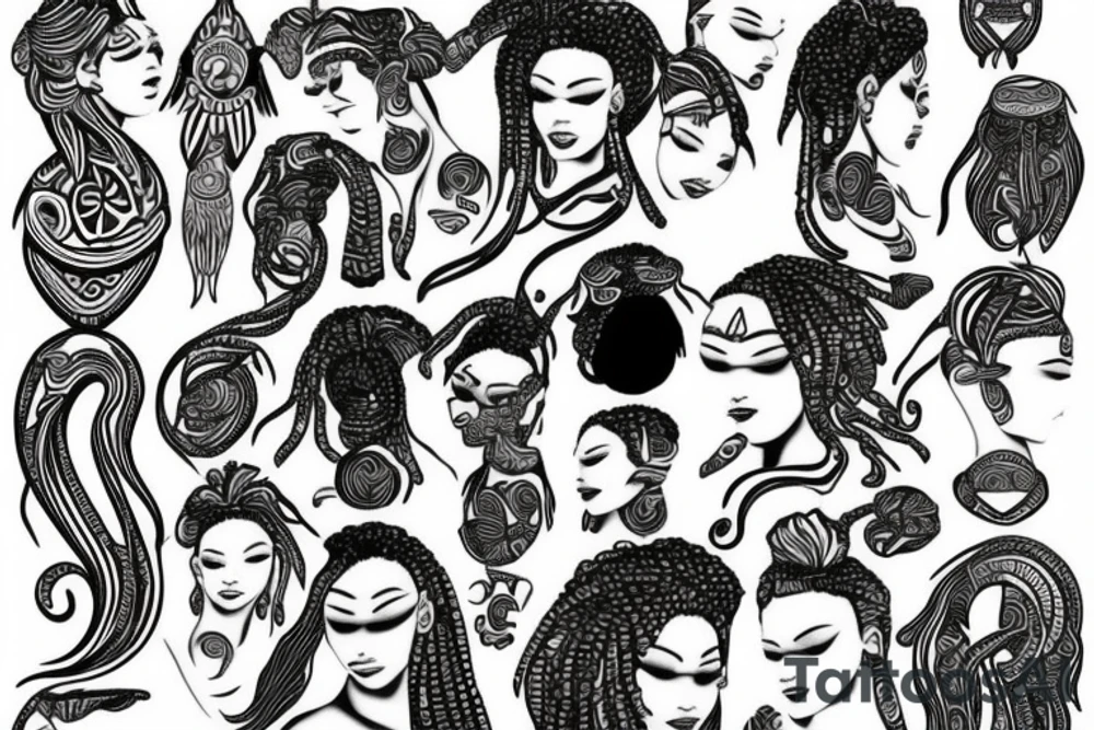 Goddess with locs tattoo idea