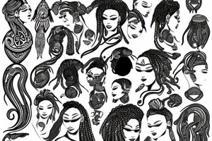 Goddess with locs tattoo idea